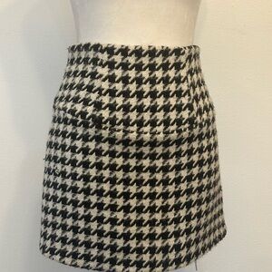For Love And Lemons Black and White Houndstooth Mini Skirt